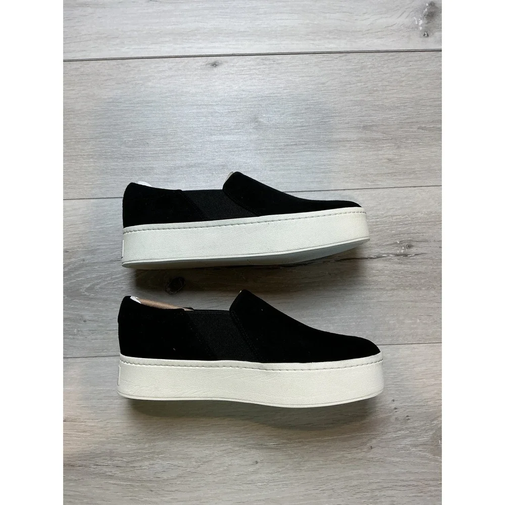 Vince Warren Black Suede Platform Slip On‎ Sneakers 7.5 New With Tags/Box